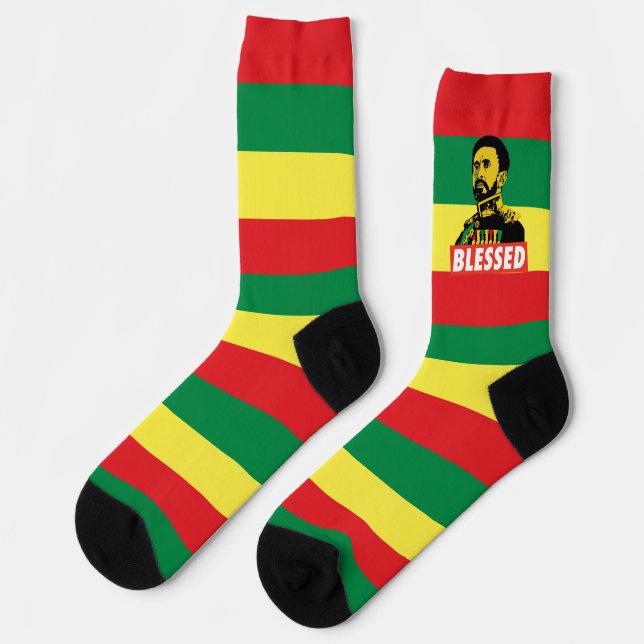 Calcetines Jah Rastafari Haile Selassie I HIM Jah Bless Socks (Izquierda)