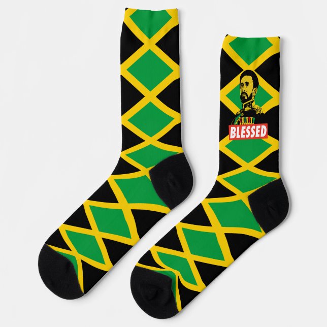 Calcetines Jamaica Flag Jah Rastafari Blessed Love Socks (Izquierda)