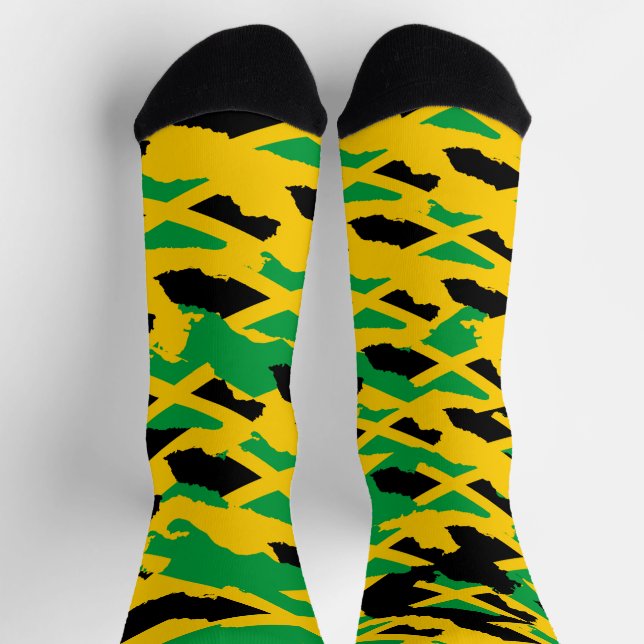 Calcetines Jamaica Flag Modern Art Rasta Roots Camo Socks (Arriba)