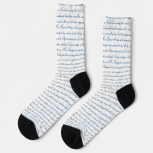 Calcetines Jane Austen Text White Blue Socks