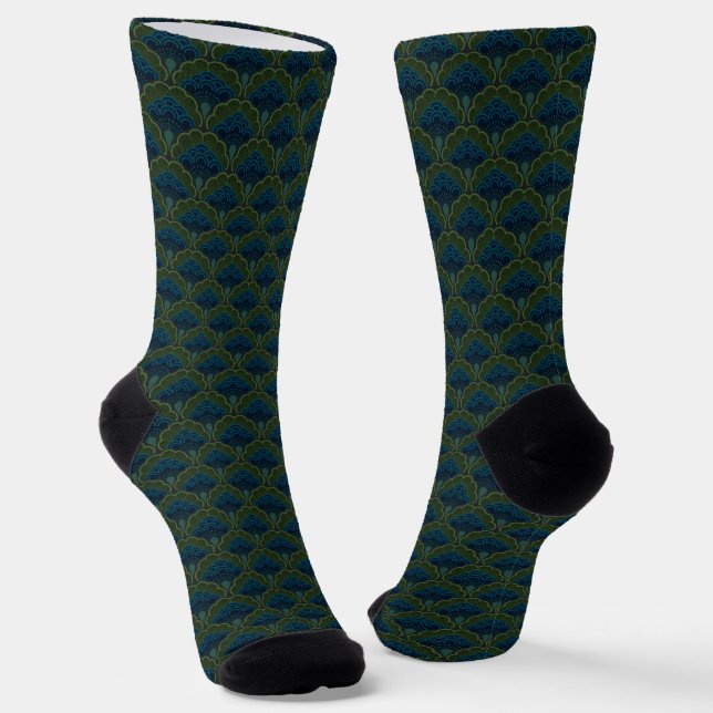 Calcetines Japanese art deco style_Deep Forest (Angular)