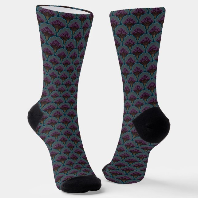 Calcetines Japanese art deco style_Midnight (Angular)