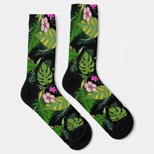 Calcetines "Jardín Botánico Oscuro - Patrón Floral Vintage" (Derecha)