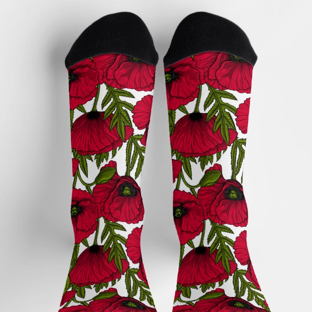 Calcetines Jardín de amapolas rojas 2 (Arriba)