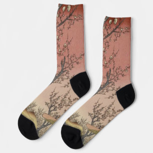 Calcetines Jardín de ciruelas y flores de árbol japonés