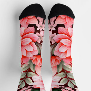 Calcetines Jardín de flores botánicas vintage en flor