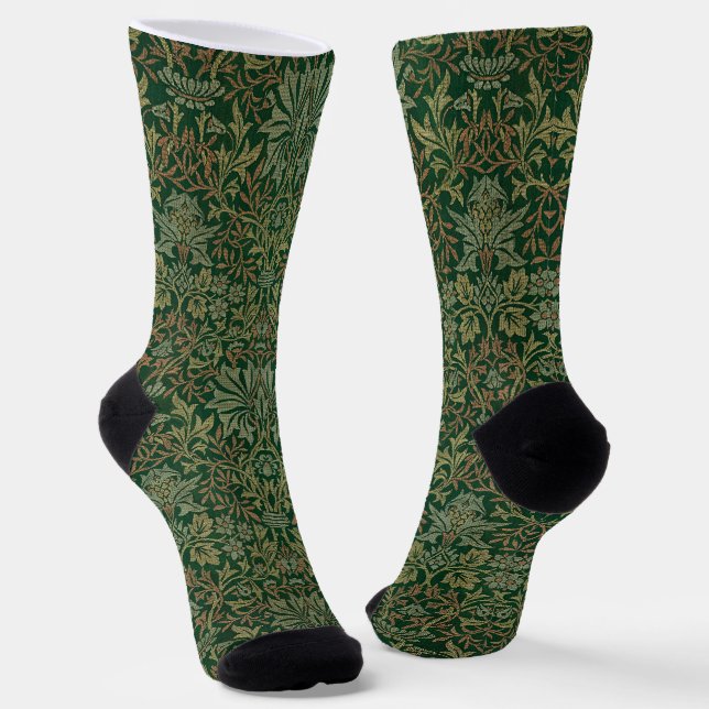 Calcetines Jardín de flores William Morris - Verdes (Angular)