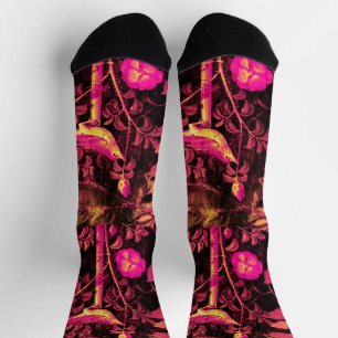 Calcetines JARDÍN DE POMPeya,RUiseñor, ROSAS ROJAS Rosa Negro