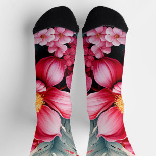 Calcetines Jardín floral tropical rosa exótico