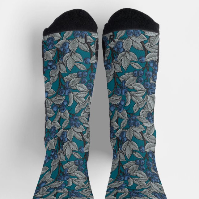 Calcetines Jardines de arándano azul y gris (Arriba)