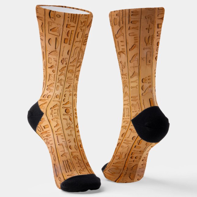 Calcetines Jeroglífico Antiguo Egipto Idioma Texto Grabado    (Angular)