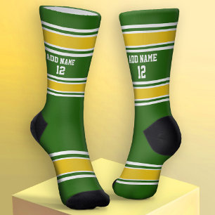 Calcetines Jersey de deportes verde y amarillo dorado - Númer