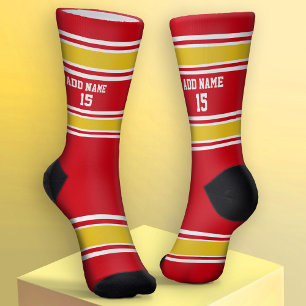 Calcetines Jersey deportivo rojo y amarillo dorado - Número d