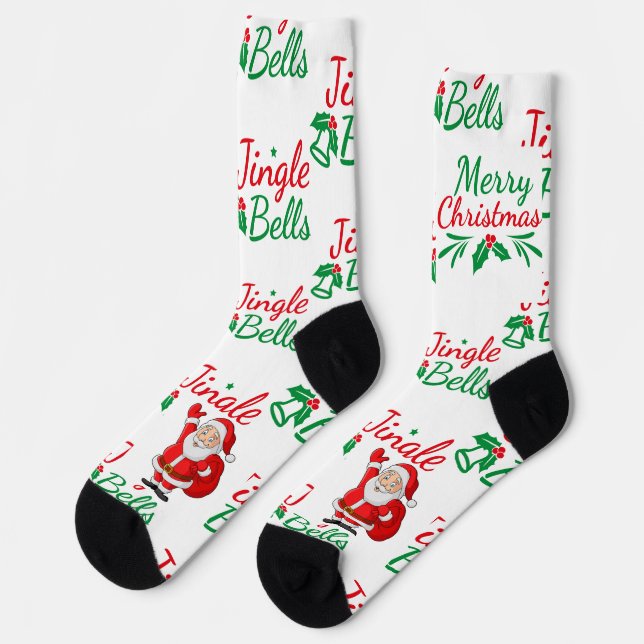 Calcetines Jingle Bells Printed alta calidad Lujosa sensación (Izquierda)