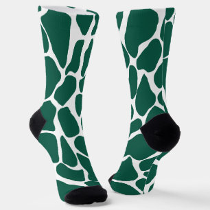 Calcetines Jirafa verde esmeralda y blanca pintada a mano