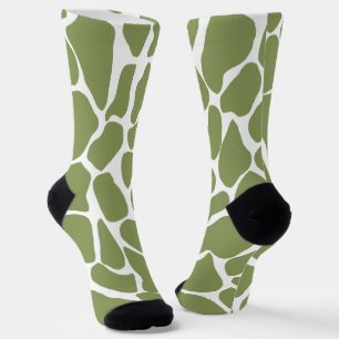 Calcetines Jirafa verde oliva y blanco pintada a mano