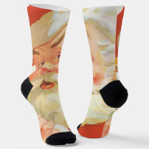 Calcetines Jolly Santa Claus con una Navidad secreta y vintag