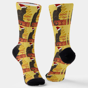 Calcetines Joyeux Noel Le Chat Noir Con Árbol Dorado Estiliza