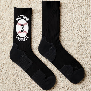 Calcetines Jugador de béisbol Nombre y número de equipo perso