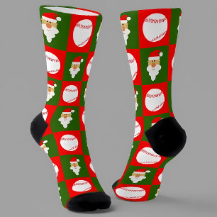 Calcetines Jugador de béisbol Santa Patrón Navideño Fiesta
