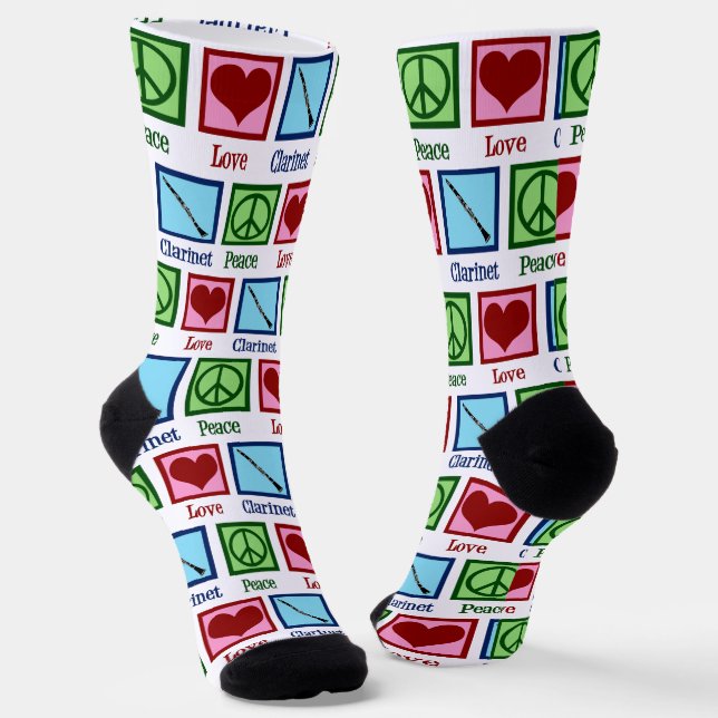 Calcetines Jugador de Clarinet de Cute Peace Love (Angular)