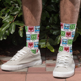 Calcetines Jugador de Polo de Cuadros Peace Love Water