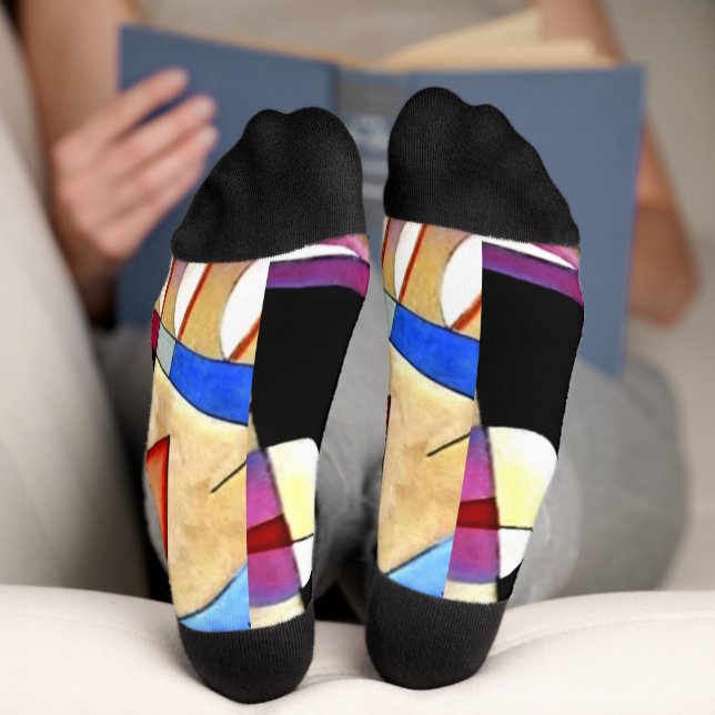 Calcetines Kandinsky - Cubismo abstracto con rosas y azules (Abajo)
