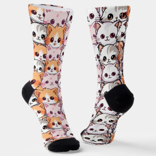 Calcetines Kawaii Cat feline Kitten mascota cara palo de impr