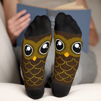 Calcetines Kawaii Dark Brown Owl