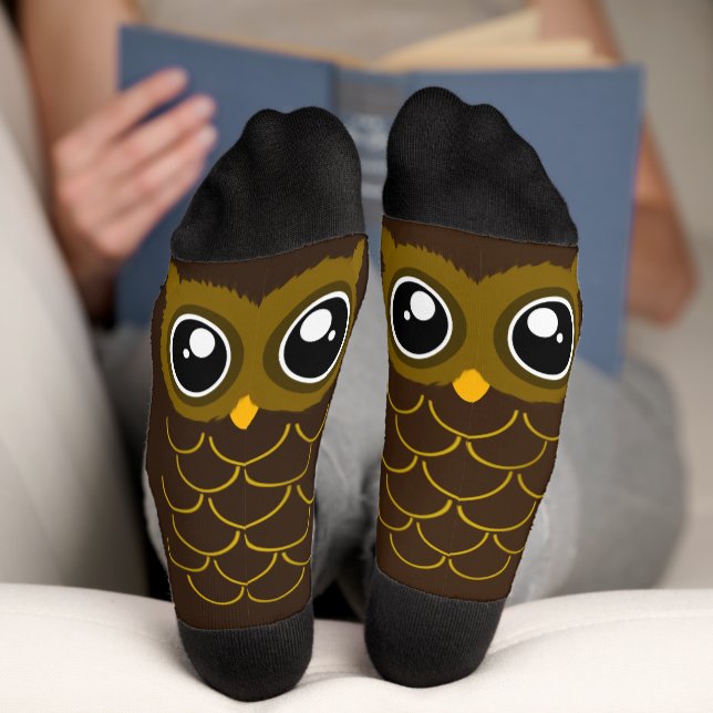 Calcetines Kawaii Dark Brown Owl (Abajo)
