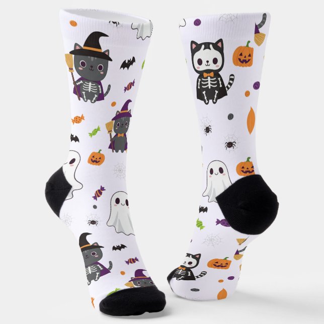 Calcetines Kawaii Halloween Gats and Ghosts Socks (Angular)