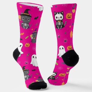 Calcetines Kawaii Halloween Gats and Ghosts Socks