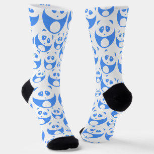 Calcetines Kawaii Panda Baby Patrón azul y blanco