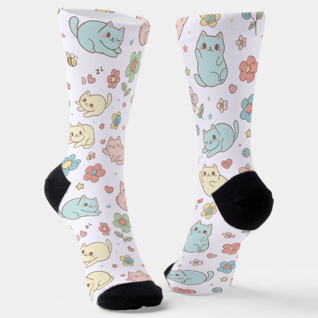 Calcetines Kawaii Pastel y flores (Angular)