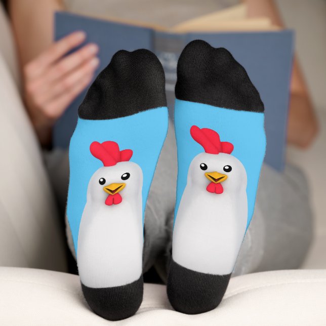 Calcetines Kawaii Pollo Blanco / Rooster (Abajo)