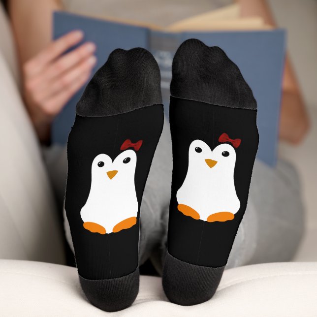 Calcetines Kawaii Red Bow Penguin (Abajo)