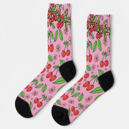 Calcetines Kawaii Red Cherry Vibes Cute Girly Aesthetic