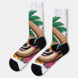 Calcetines Kawaii Tropical Sloth – Cute Summer Vibes Rainbow