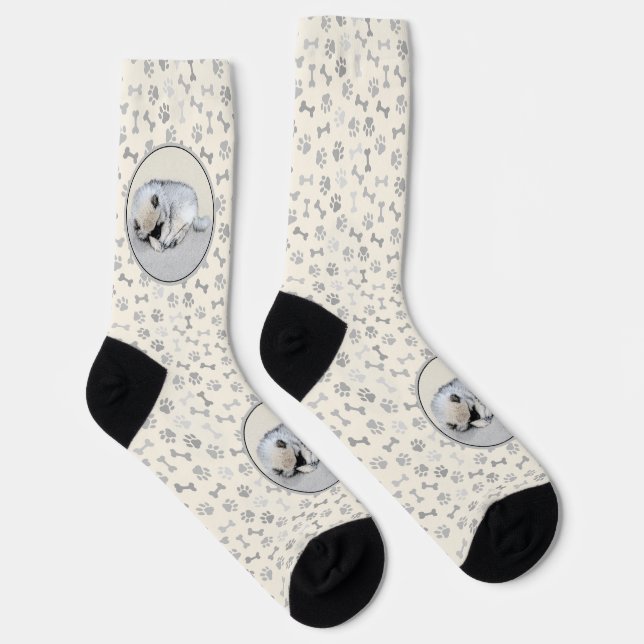 Calcetines Keeshond Sleeping Pinting Pintura Original De Perr (Derecha)