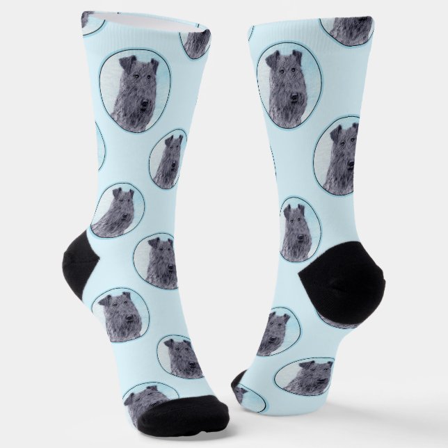 Calcetines Kerry Blue Terrier Pintura Cute Original Perro Art (Angular)