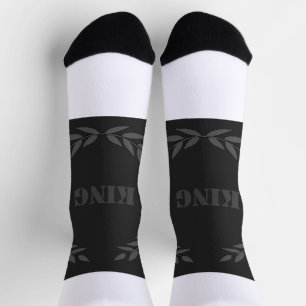 Calcetines KING Printed Black Background Crown lujoso Cool