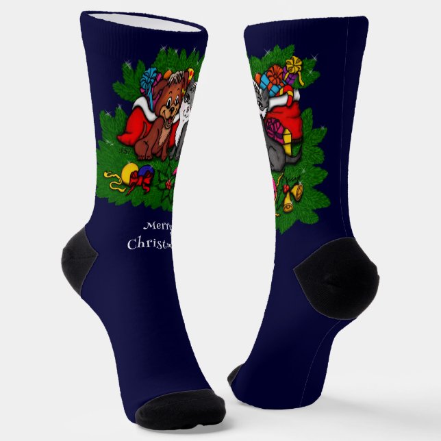 Calcetines Kitty and Puppy , Happy XMas (Angular)