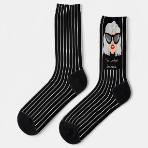Calcetines La abuela más fría con el nombre personalizado de 
