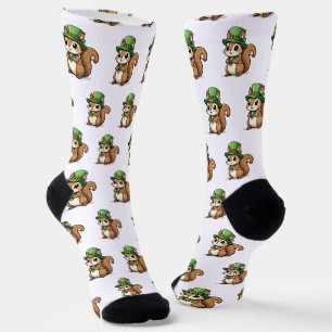 Calcetines La ardilla del Día de San Patricio con el Gorra Ve
