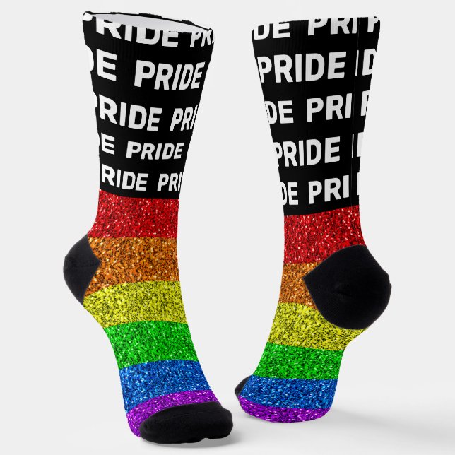 Calcetines La bandera LGBT vibrante purpurina brillante patró (Angular)