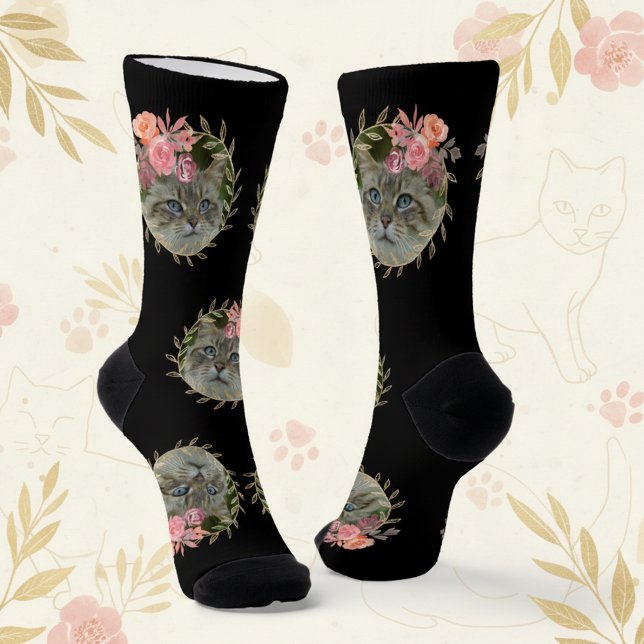 Calcetines La foto de tu gato se tira por ella (Custom cat photo women's socks.)