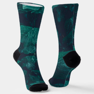 Calcetines La hiedra verde de esmeralda oscura hojas gotas de