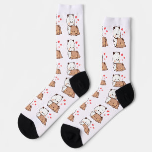 Calcetines La pareja de osos de los Panda cutáneos abrazando,