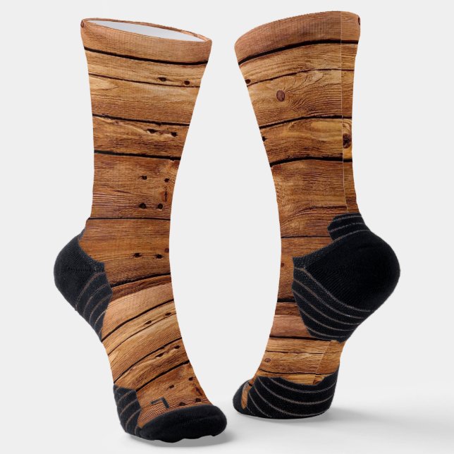 Calcetines La tripulación zafa a un Naranja de madera rústica (Angular)