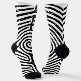 Calcetines Laberinto de Círculo Negro Arte Fino